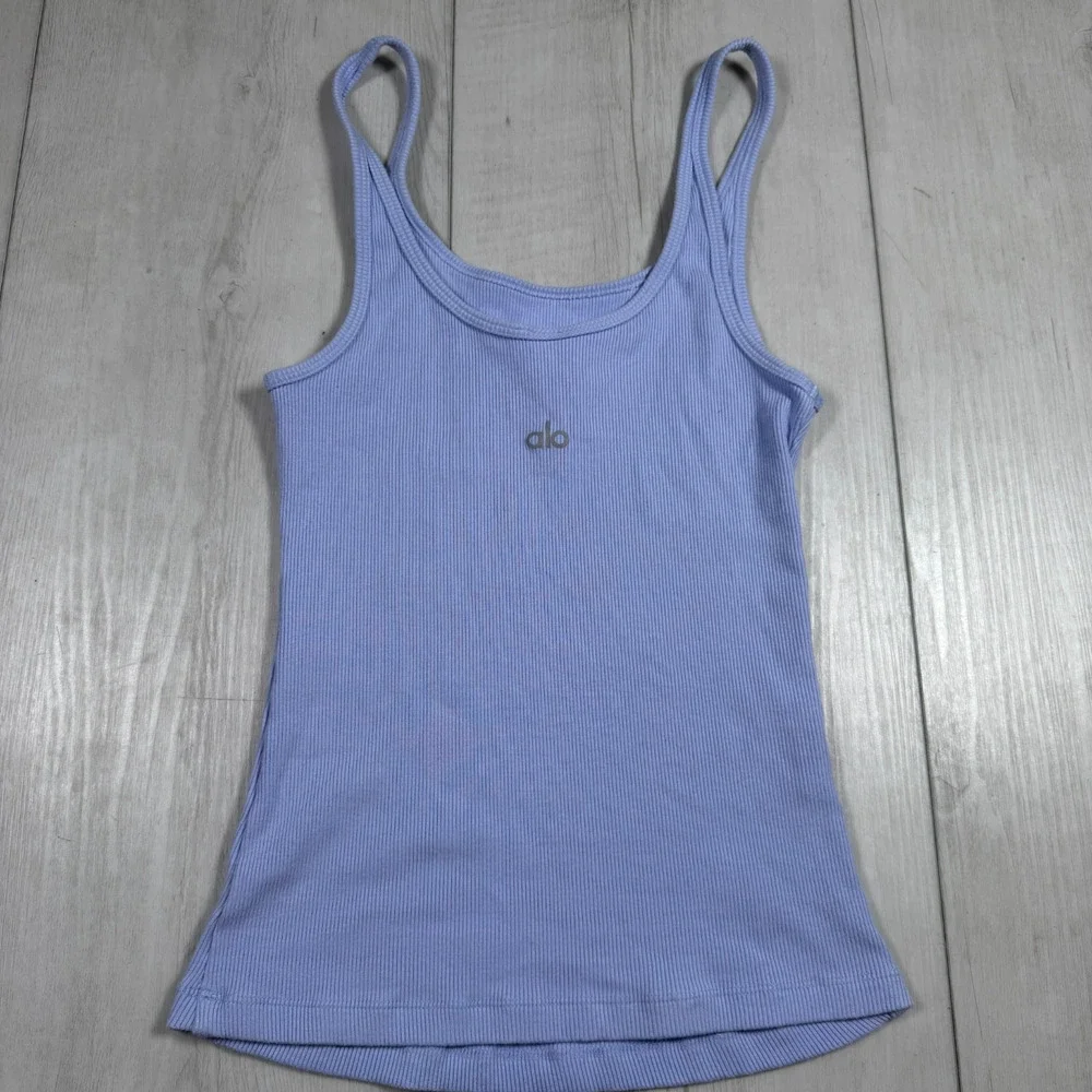 ALO Ribbed Adore Tank Women's SizeXS Light Blue Workout Pilates